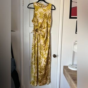 House of Harlow Golden Green & Cream Satin Pattern Maxi Dress